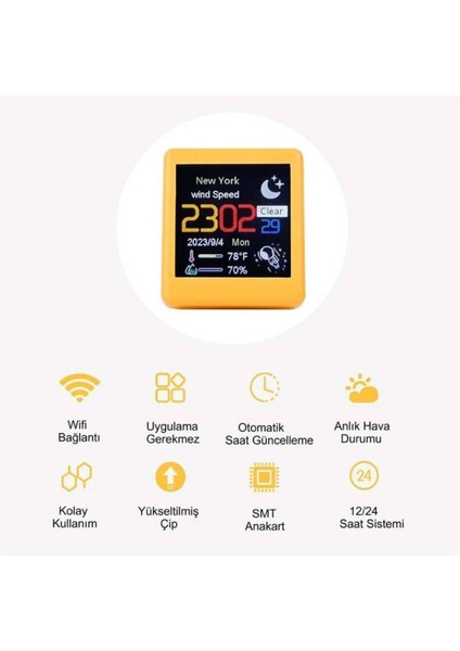Wifi LED LCD Mini Hava Durumu Istasyonu, Dijital Saat, Sıcaklık ve Nem Ölçer fırsatları