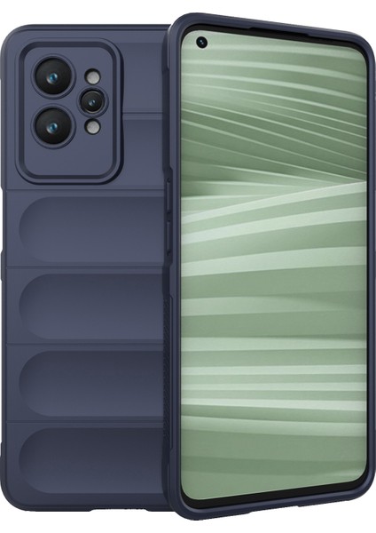 Realme Gt2 Pro Sağlam Arka Telefon Kılıfı Şok Emici Esnek Tpu Kapak-Koyu Mavi (Yurt Dışından)