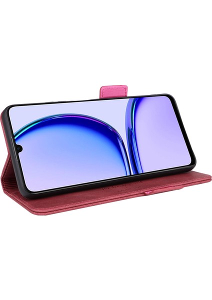 Realme C53 (KÜRESEL)/C53 (HINDISTAN)/C51/NARZO N53 4g Telefon Cüzdan Kılıfı Pu Deri Donanım Dekor Standı Kapak-Gül (Yurt Dışından) modelleri