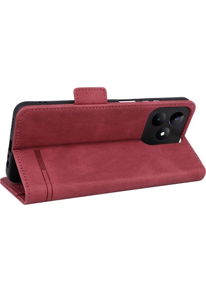 Realme C53 (KÜRESEL)/C53 (HINDISTAN)/C51/NARZO N53 4g Telefon Cüzdan Kılıfı Pu Deri Donanım Dekor Standı Kapak-Gül (Yurt Dışından) fırsatları