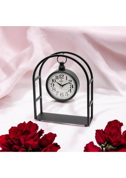 Modern Tasarımlı Siyah Metal Masa Saati, Şık ve Fonksiyonel Ev Veya Ofis Aksesuarı