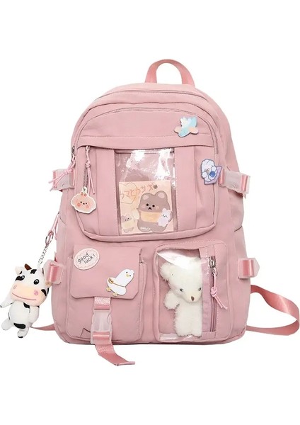 Popüler Pembe Mor Renkli Kızlar Lise Öğrenci Sırt Çantası Çantaları Aksesuar Olmadan Versiyon: Pembe (Yurt Dışından)