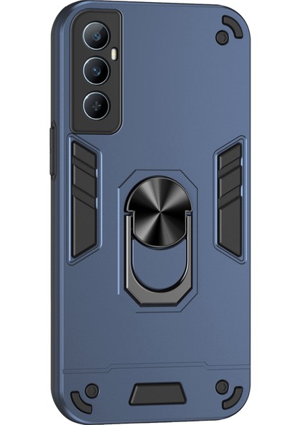 Realme C65 4g Kılıf Pc+Tpu Telefon Kılıfı Halka Tutucu Ayaklı, Çizilmez-Mavi (Yurt Dışından)