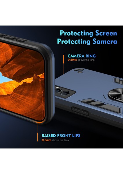 Realme C65 4g Kılıf Pc+Tpu Telefon Kılıfı Halka Tutucu Ayaklı, Çizilmez-Mavi (Yurt Dışından) indirimleri
