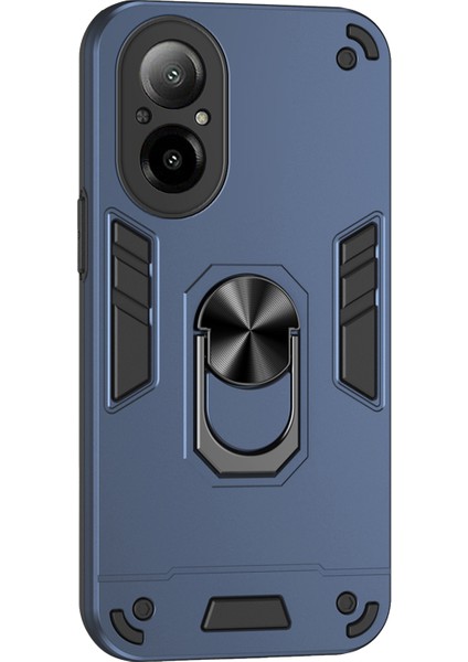 Realme C67 4g Kılıf Kickstand Pc+Tpu Darbeye Dayanıklı Telefon Kılıfı-Mavi (Yurt Dışından)