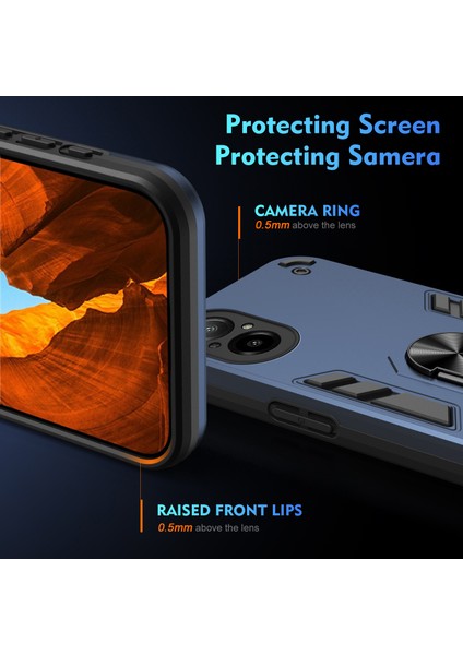 Realme C67 4g Kılıf Kickstand Pc+Tpu Darbeye Dayanıklı Telefon Kılıfı-Mavi (Yurt Dışından) indirimleri