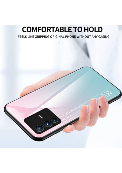 Vivo S12/V23 5g Için Degrade Renkli Telefon Kılıfı, Darbeye Dayanıklı Tpu Kenarlar + Sert Pc + Temperli Cam Koruyucu Kılıf - Degrade Mavi Siyah (Yurt Dışından) fiyatları