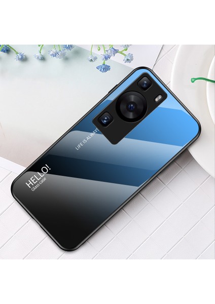 Huawei P60/P60 Pro Gradient Telefon Kılıfı Temperli Cam+Pc+Tpu Darbeye Dayanıklı Telefon Kılıfı-Gradient Mavi Siyah (Yurt Dışından) indirimleri