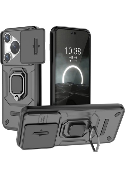 Huawei Pura 70 Kılıf Pc+Tpu Koruyucu Telefon Kabuğu Kayar Lens Kapağı-Siyah (Yurt Dışından)