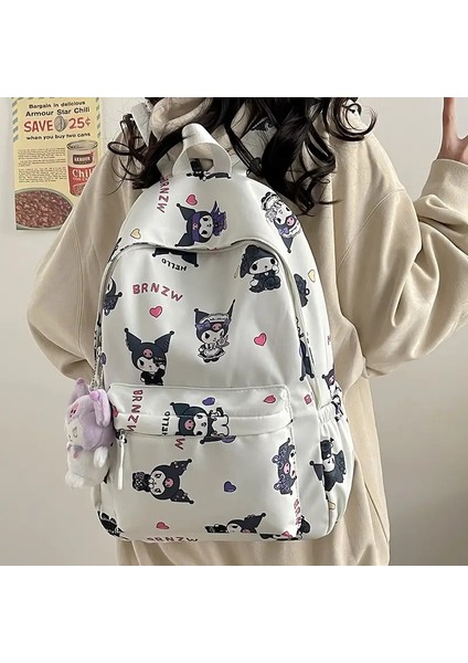 2024 Sanrio Sevimli Kuromi Melody Cinnamoroll Büyük Kapasiteli Sırt Çantası Kızlar Karikatür Hello Kitty Kawaii Canvas Schoolbag Renk: B28-12-43CM (Yurt Dışından)