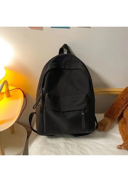 Için Su Geçirmez Naylon Sırt Çantası Basit Düz Renkli Kitap Çantası Seyahat Sırt Çantası Öğrenci Kızları Okul Çantası Kadın Omuz Bags Mavi/boyut: 29CM X14CM X38CM (Yurt Dışından)