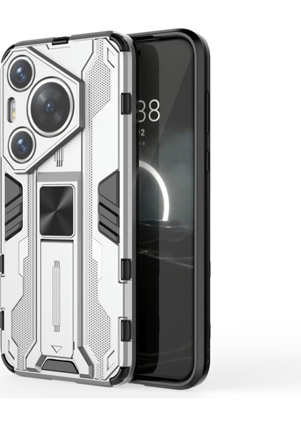 Huawei Pura 70 Kılıf Katlanabilir Kickstand Pc+Tpu Hibrit Telefon Kılıfı-Gümüş (Yurt Dışından)