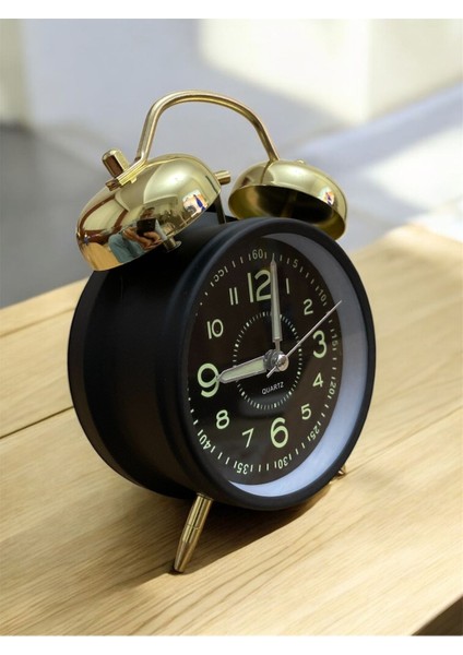 Büyük Boy Fosforlu Metal Kasa Çift Çanlı Klasik Alarm Saati Siyah fiyatları