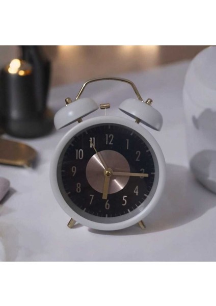 Büyük Kadranlı Retro Çift Çanlı Analog Masa Saati, Yüksek Sesli, Şık Tasarım