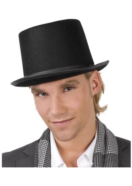 Yetişkinler Için Siyah Renk Ringmaster Sihirbaz Şapkası Fötr Şapka 15 cm fırsatları