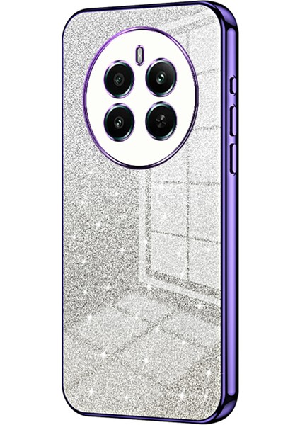 Realme 12 4g/12+5g Gradient Glitter Cep Telefonu Kılıfları Elektrokaplamalı Düşmeye Dayanıklı Tpu Kabuk-Mor (Yurt Dışından)