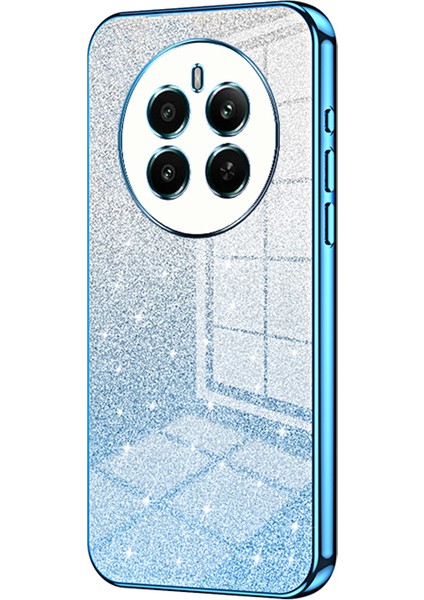 Realme 12 4g/12+5g Gradient Glitter Cep Telefonu Kılıfları Elektrokaplamalı Düşmeye Dayanıklı Tpu Kabuk-Mavi (Yurt Dışından)