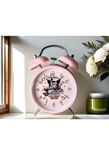 Sevimli Pembe Masa Saati, Çift Çanlı, Şık ve Kullanışlı Tasarım