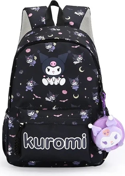 Hello Kitty Sanrio Anime Sırt Çantası, Kuromi Cinnamoroll Cüzdan Cazibesi ile Okul Çantaları, Öğrenci Kız Günlük Seyahat Gücü Kilinet Renk: Kuromi-A (Yurt Dışından)