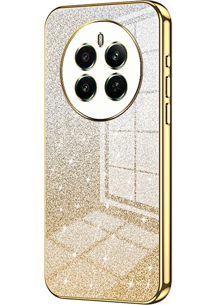 Realme 12 4g/12+5g Gradient Glitter Cep Telefonu Kılıfları Elektrokaplamalı Düşmeye Dayanıklı Tpu Kabuk-Altın (Yurt Dışından)