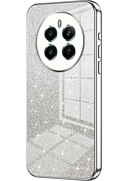 Realme 12 4g/12+5g Gradient Glitter Cep Telefonu Kılıfları Elektrokaplamalı Düşmeye Dayanıklı Tpu Kabuk-Gümüş (Yurt Dışından)