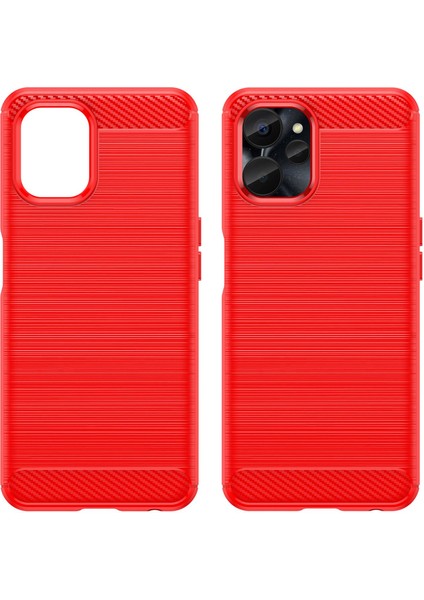 Realme 9i 5g/10 5g Düşmeye Dayanıklı Karbon Fiber Doku Tpu Koruyucu Telefon Kılıfı Fırçalanmış Cep Telefonu Kılıfı-Kırmızı (Yurt Dışından) modelleri