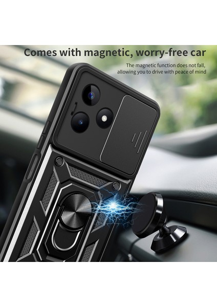 Realme C53 (KÜRESEL)/C53 (HINDISTAN)/C51/NARZO N53 4g Arka Lens Koruma Telefon Kılıfı Pc+Tpu Çizilmez Kılıf ve Ayaklık-Yeşil (Yurt Dışından) fırsatları