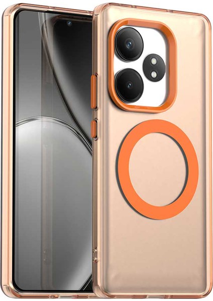 Realme Gt 6 5g/gt 6t 5g/gt Neo6 Se 5g/gt Neo6 5g Için Telefon Kılıfı Magsafe Pc+Tpu+Pet Düşmeye Lı Telefon Kılıfı-Turuncu (Yurt Dışından)
