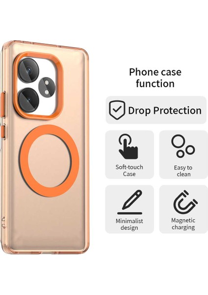Realme Gt 6 5g/gt 6t 5g/gt Neo6 Se 5g/gt Neo6 5g Için Telefon Kılıfı Magsafe Pc+Tpu+Pet Düşmeye Lı Telefon Kılıfı-Turuncu (Yurt Dışından)