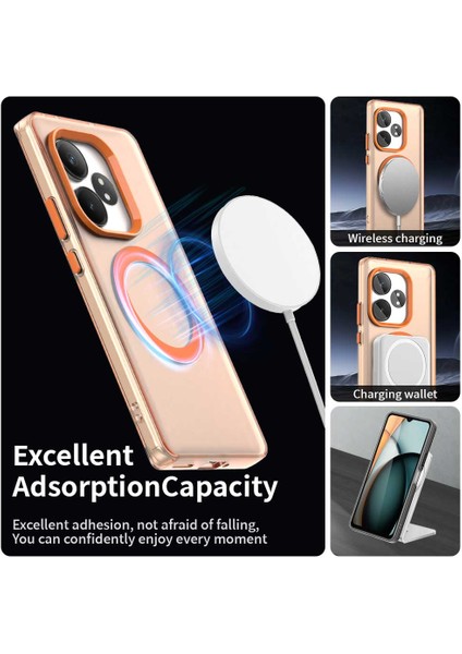 Realme Gt 6 5g/gt 6t 5g/gt Neo6 Se 5g/gt Neo6 5g Için Telefon Kılıfı Magsafe Pc+Tpu+Pet Düşmeye Lı Telefon Kılıfı-Turuncu (Yurt Dışından)