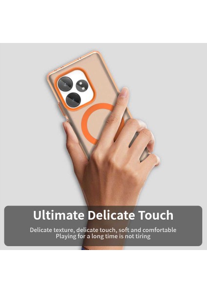Realme Gt 6 5g/gt 6t 5g/gt Neo6 Se 5g/gt Neo6 5g Için Telefon Kılıfı Magsafe Pc+Tpu+Pet Düşmeye Lı Telefon Kılıfı-Turuncu (Yurt Dışından)