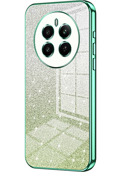 Realme 12 4g/12+5g Gradient Glitter Cep Telefonu Kılıfları Elektrokaplamalı Düşmeye Dayanıklı Tpu Kabuk-Yeşil (Yurt Dışından)