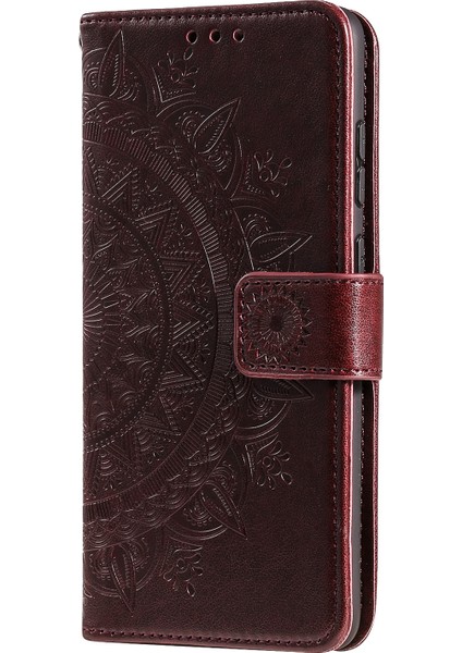 Realme Narzo N53 4G/C53(GLOBAL)/C53(HINDISTAN)/C51 Pu Deri Kılıf Mandala Çiçek Baskılı Stand Kapak-Kahverengi Cüzdan Kabuğu (Yurt Dışından) indirimleri