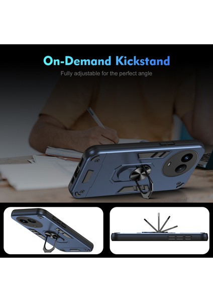 Realme V50 5g Kılıf Darbeye Dayanıklı Pc + Tpu Telefon Kılıfı Kickstand Ile-Mavi (Yurt Dışından) fırsatları