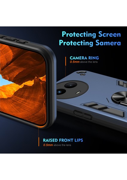 Realme V50 5g Kılıf Darbeye Dayanıklı Pc + Tpu Telefon Kılıfı Kickstand Ile-Mavi (Yurt Dışından) indirimleri