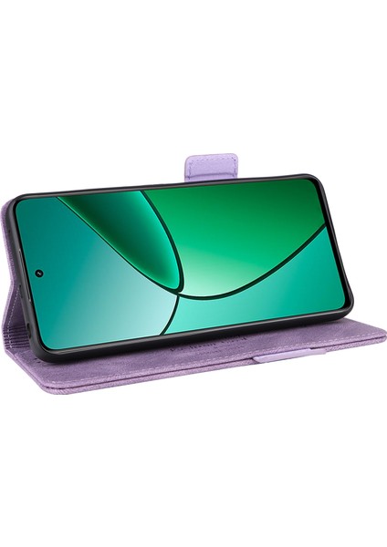 Realme 12 4g/12+5g Cüzdan Telefon Kılıfı Donanım Dekor Pu Deri Folio Kapaklı Kapak-Mor (Yurt Dışından) modelleri