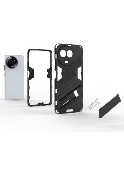 Realme 11X 5g/11 5g(Global)Pc+Tpu Koruyucu Cep Telefonu Kılıfı Kickstand ile Düşmeye Dayanıklı Kılıf-Gri (Yurt Dışından) modelleri