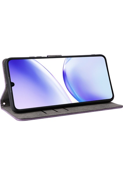 Realme C53 (KÜRESEL)/C53 (HINDISTAN)/C51/NOTE 50 4g/narzo N53 4g Rfıd Engelleme Cüzdan Telefon Kılıfı Düşmeye Karşı Deri Stand Kılıf-Mor (Yurt Dışından) fırsatları