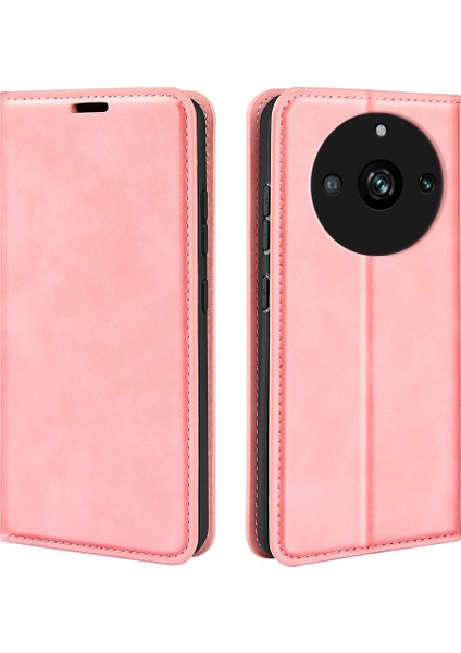 Realme 11 Pro 5g/11 Pro+5g Için Telefon Kılıfı, Pu Deri Cilt Dokunuşlu Cüzdan Standı Telefon Kılıfı-Pembe (Yurt Dışından)