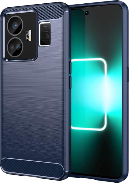 Realme Gt Neo 5 5g/gt3 5g Esnek Tpu Telefon Kılıfı Fırçalanmış Karbon Fiber Doku Düşme Korumalı Telefon Kılıfı-Mavi (Yurt Dışından)