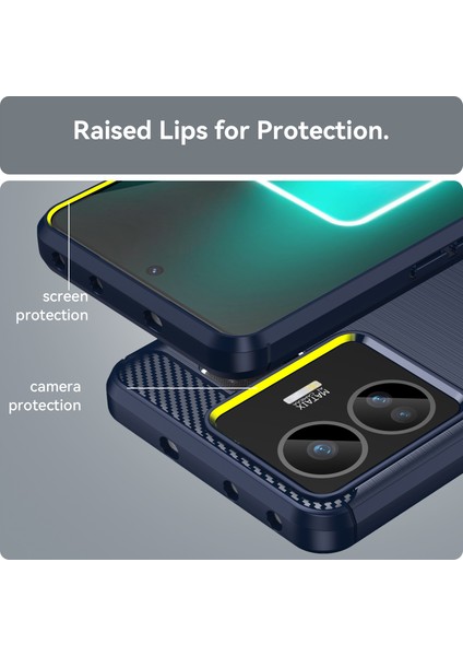 Realme Gt Neo 5 5g/gt3 5g Esnek Tpu Telefon Kılıfı Fırçalanmış Karbon Fiber Doku Düşme Korumalı Telefon Kılıfı-Mavi (Yurt Dışından) indirimleri