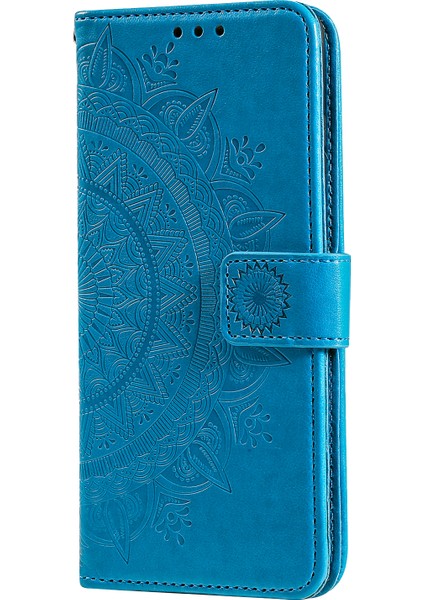Realme Narzo N53 4G/C53(GLOBAL)/C53(HINDISTAN)/C51 Pu Deri Kılıf Mandala Çiçek Baskılı Stand Kapağı-Mavi Için Cüzdan Kabuğu (Yurt Dışından) indirimleri