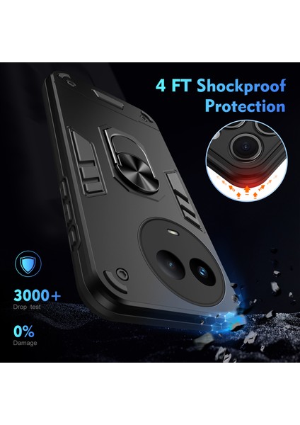Realme V50 5g Kılıf Darbeye Dayanıklı Pc + Tpu Telefon Kılıfı Kickstand Ile-Siyah (Yurt Dışından) modelleri