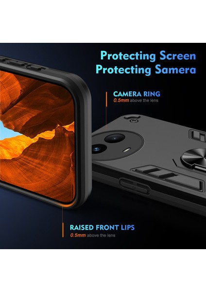 Realme V50 5g Kılıf Darbeye Dayanıklı Pc + Tpu Telefon Kılıfı Kickstand Ile-Siyah (Yurt Dışından) indirimleri