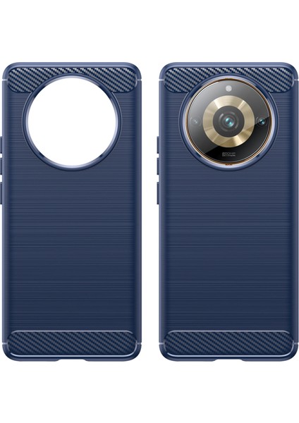 Realme 11 Pro+5g/11 Pro 5g Fırçalanmış Yumuşak Tpu Telefon Kılıfı Karbon Fiber Doku Arka Kapak-Mavi (Yurt Dışından) modelleri