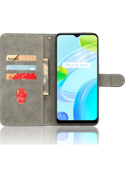 Realme C30 4g/narzo 50I Prime 4g Için Düşmeye Karşı Dayanıklı Pu Deri Telefon Kılıfı, Cüzdan Standlı Manyetik Rfıd Engelleme Koruyucu Telefon Kılıfı-Siyah (Yurt Dışından) modelleri