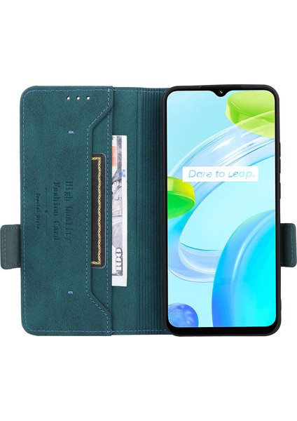 Realme C30 4g Donanım Dekor Cep Telefonu Kılıfı Pu Deri Cüzdan Standı Darbeye Dayanıklı Iyi Korunmuş Kabuk-Mavi (Yurt Dışından) modelleri