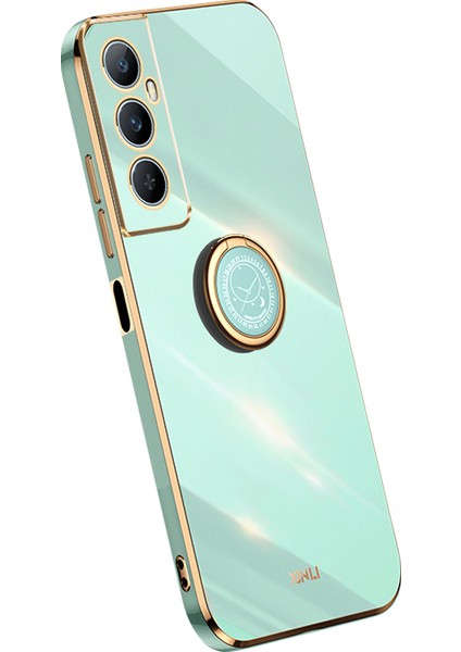 Xınlı Realme C65 4g Kılıf Halka Tutucu Kickstand Elektrokaplama Tpu Telefon Kılıfı-Camgöbeği (Yurt Dışından)