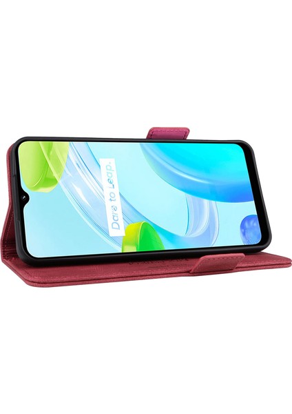 Realme C30 4g Donanım Dekor Cep Telefonu Kılıfı Pu Deri Cüzdan Standı Darbeye Dayanıklı Iyi Korunmuş Kabuk-Gül (Yurt Dışından) fırsatları