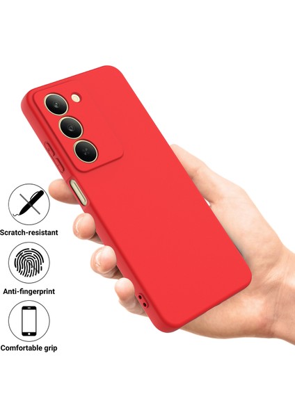 Realme V60 Pro 5g/realme 14X(HINDISTAN)5G Sıvı Silikon Kılıf Telefon Arka Kapağı El Kayışı Ile-Kırmızı (Yurt Dışından) fiyatları